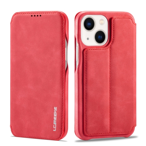 

For iPhone 14 Plus LC.IMEEKE Hon Ancient Series Flip Leather Phone Case (Red)