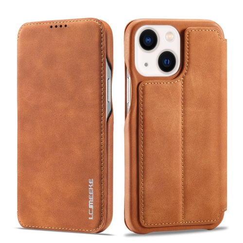 

LC.IMEEKE Hon Ancient Series Flip Leather Phone Case For iPhone 14 Max(Brown)