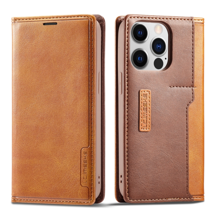 

For iPhone 14 Pro LC.IMEEKE LC-001 Color Matching Frosted Leather Phone Case(Brown)