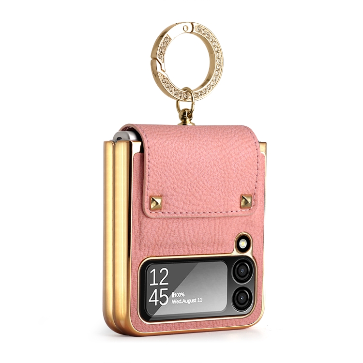 

For Samsung Galaxy Z Flip4 5G GKK Colorful PU Phone Case with Ring Holder(Pink)