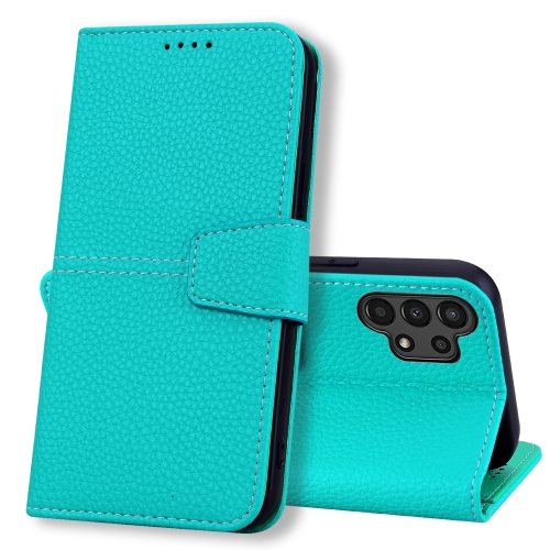 

For Samsung Galaxy A13 5G / 4G Litchi RFID Leather Phone Case(Malachite Blue)