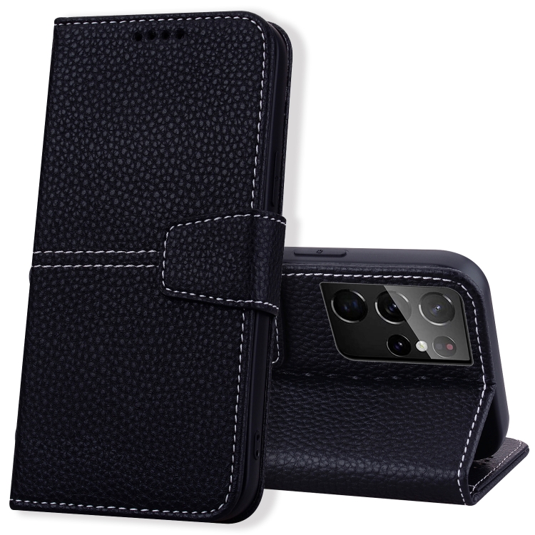 

For Samsung Galaxy S21 Ultra 5G Litchi RFID Leather Phone Case(Black)