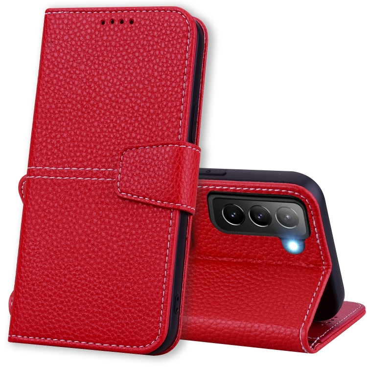 

For Samsung Galaxy S22 5G Litchi RFID Leather Phone Case(Red)