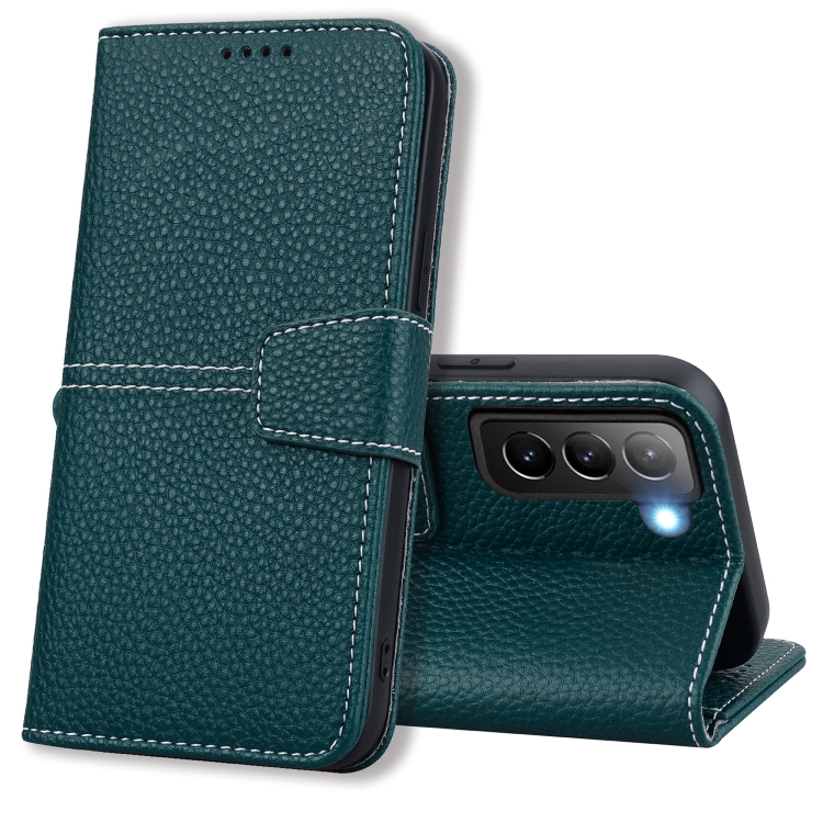 

For Samsung Galaxy S22+ 5G Litchi RFID Leather Phone Case(Green)