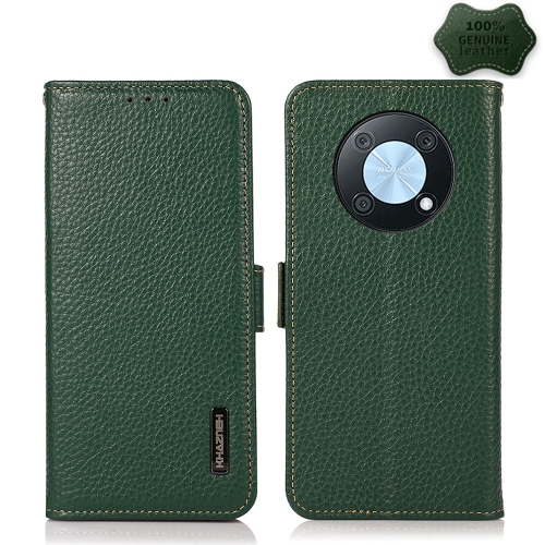 

For Huawei nova Y90 / Enjoy 50 Pro KHAZNEH Litchi Texture RFID Genuine Leather Phone Case(Green)