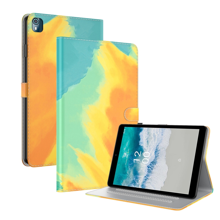 

For Nokia T10 Watercolor Pattern Flip Leather Tablet Case(Autumn Leaves)