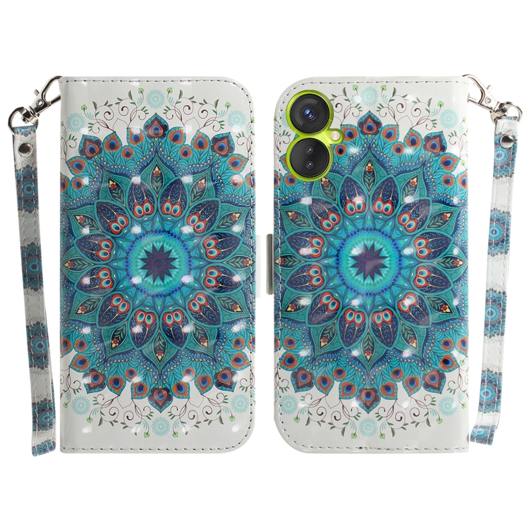 

For Tecno Spark 9 Pro 3D Colored Horizontal Flip Leather Phone Case(Peacock Wreath)