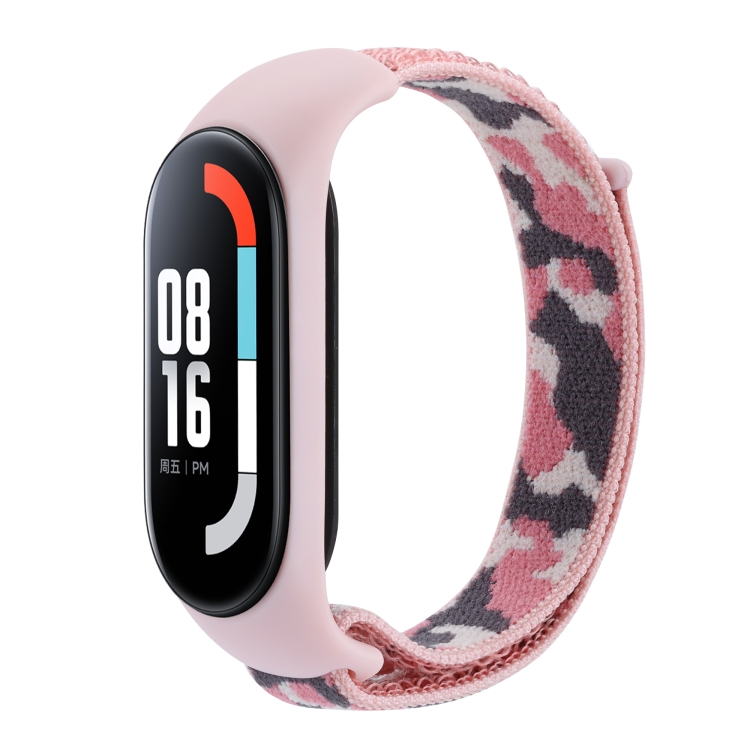 

For Xiaomi Mi Band 7 Nylon Weave Watch Band(Pink Camouflage)