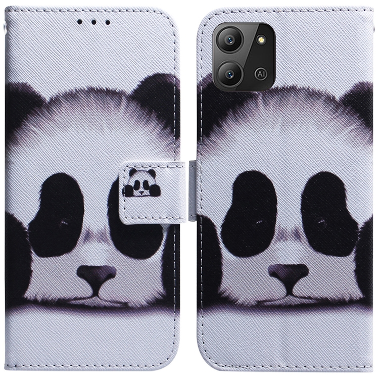 

For Infinix Hot 11 2022 Coloured Drawing Leather Phone Case(Panda)