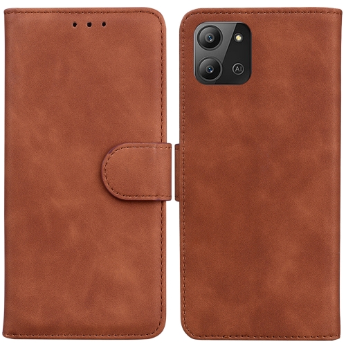 

For Infinix Hot 11 2022 Skin Feel Pure Color Flip Leather Phone Case(Brown)