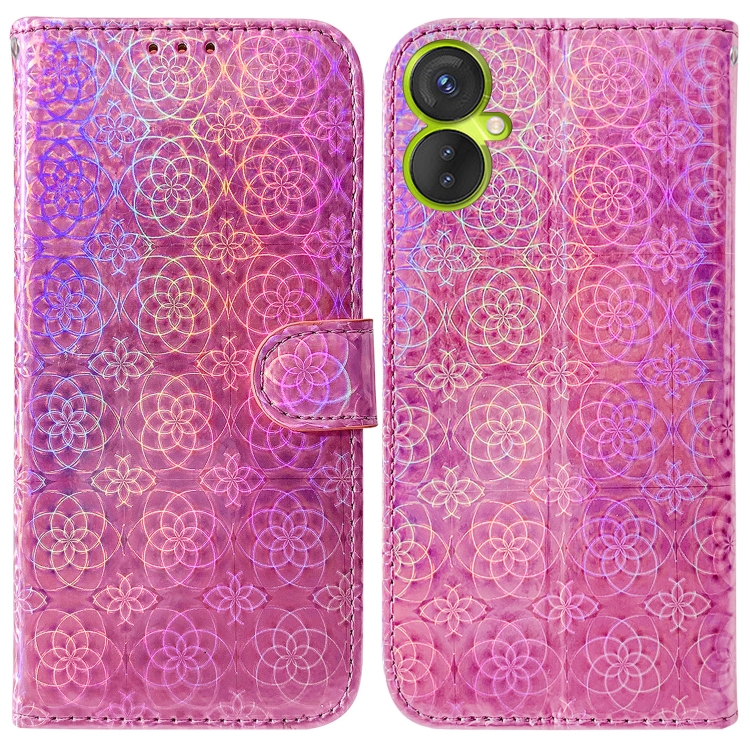 

For Tecno Spark 9 Pro Colorful Magnetic Buckle Leather Phone Case(Pink)