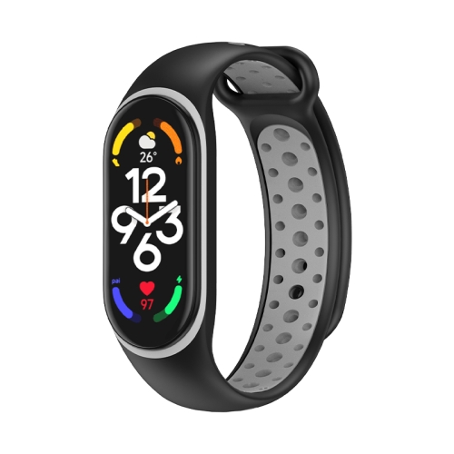 

For Xiaomi Mi Band 7 Two-color Silicone Watch Band(Black+Grey)
