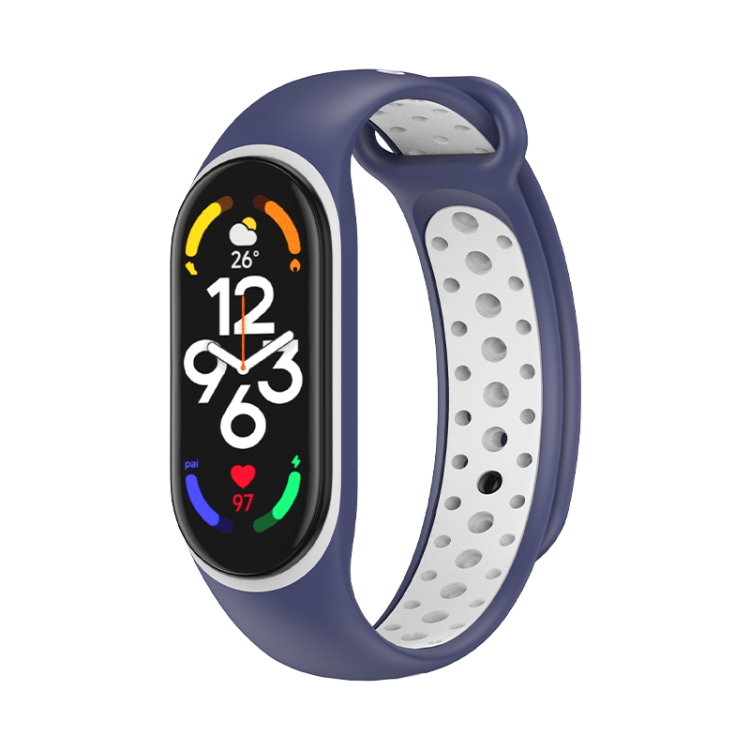 For Xiaomi Mi Band Two-color Silicone Watch Band(Midnight Blue
