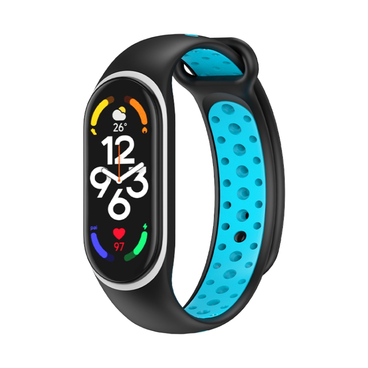 For Xiaomi Mi Band Two-color Silicone Watch Band(White Border - Main Image