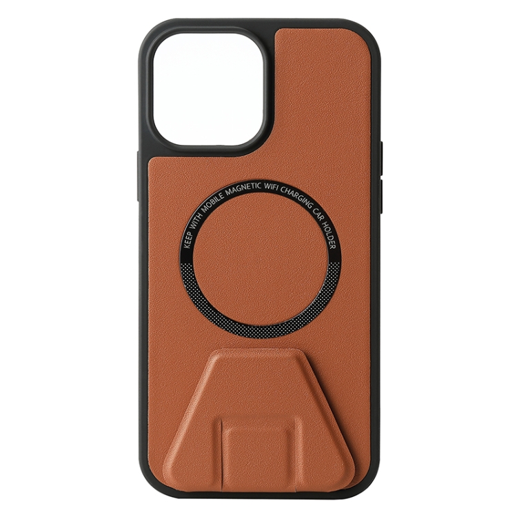 

MagSafe Magnetic Holder Leather Back Phone Case For iPhone 11(Brown)