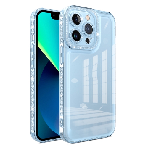 

For iPhone 13 Shinning Diamond Space Shockproof Phone Case(Blue)