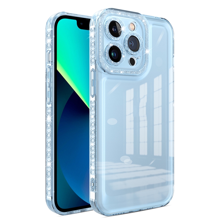 

For iPhone 13 Pro Max Shinning Diamond Space Shockproof Phone Case (Blue)