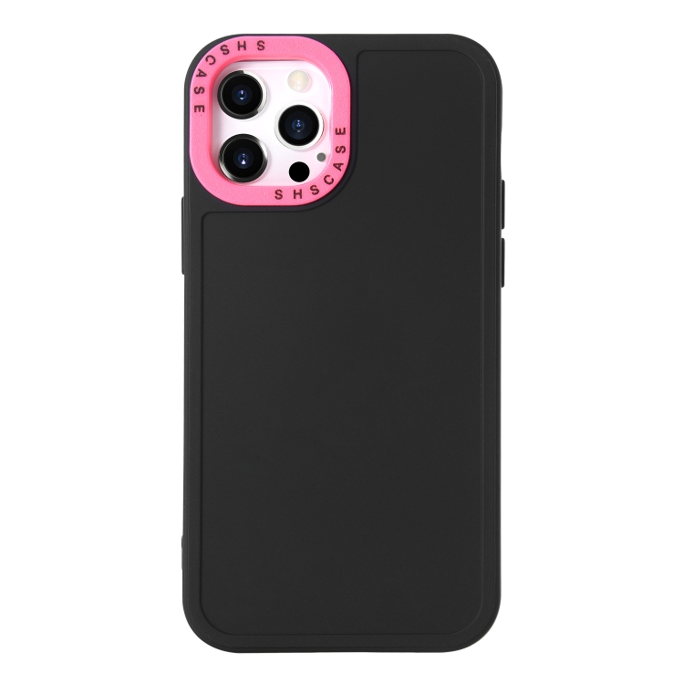 

Color Contrast Lens Frame TPU Phone Case For iPhone 13 Pro(Black+Rose Red)