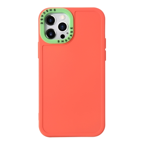 

For iPhone 12 Color Contrast Lens Frame TPU Phone Case(Orange+Green)