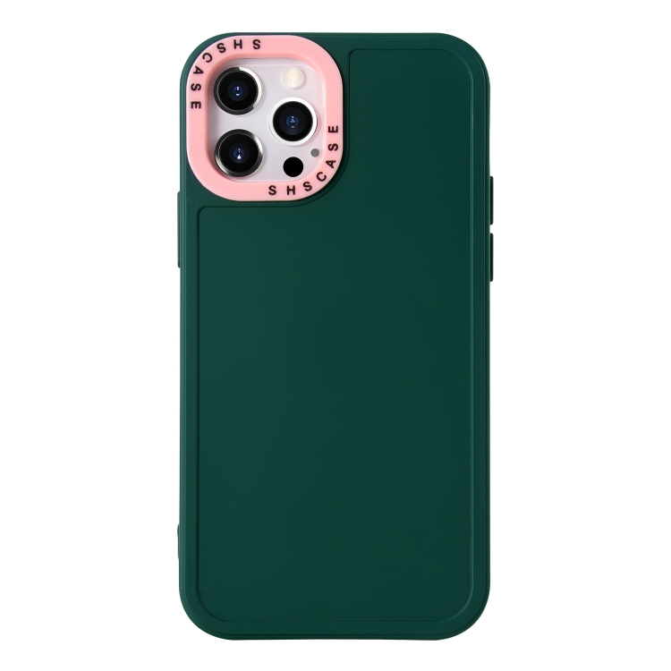 

Color Contrast Lens Frame TPU Phone Case For iPhone 11(Dark Green+Light Pink)