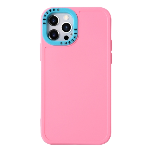 

For iPhone 11 Color Contrast Lens Frame TPU Phone Case (Pink+Sky Blue)