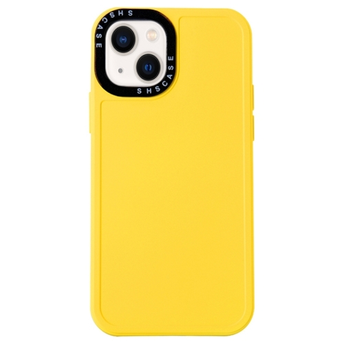 

For iPhone 14 Black Lens Frame TPU Phone Case (Yellow)