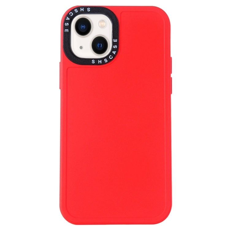

For iPhone 14 Plus Black Lens Frame TPU Phone Case (Red)