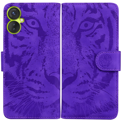 

For Tecno Spark 9 Pro Tiger Embossing Pattern Horizontal Flip Leather Phone Case(Purple)