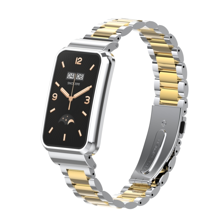 

For Xiaomi Mi Band 7 Pro Three-Bead Metal Watch Band(Silver Gold)