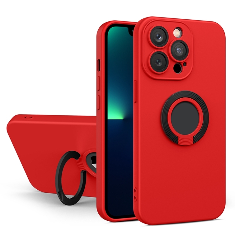 

For iPhone 14 Contrast Color TPU Holder Phone Case (Red)
