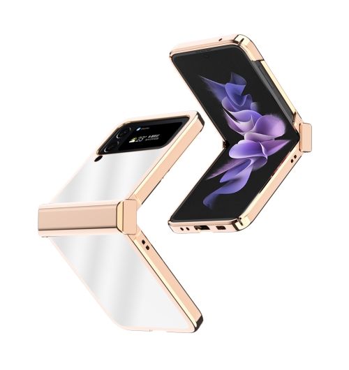 

For Samsung Galaxy Z Flip4 Electroplating Mirror Hinge Phone Case(Rose Gold)