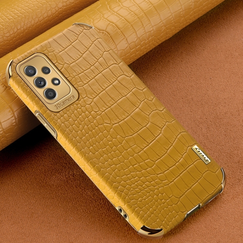 

For Samsung Galaxy A53 6D Electroplating Crocodile Texture Phone Case(Brown)