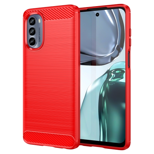 

For Motorola Moto G62 5G India Brushed Texture Carbon Fiber TPU Phone Case(Red)