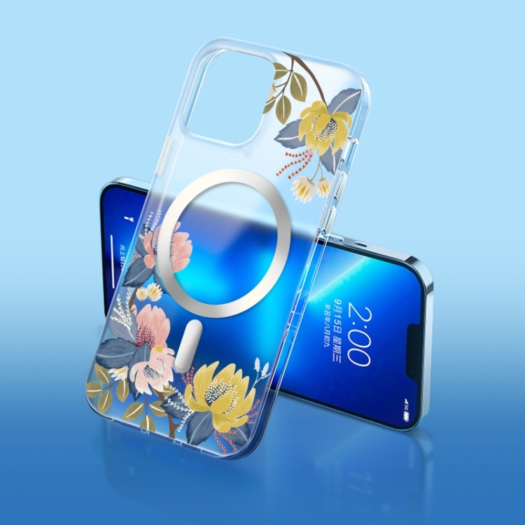 

For iPhone 14 Flower Frosted MagSafe Phone Case (Chrysanthemums)