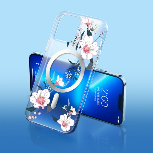 

For iPhone 14 Plus Flower Frosted MagSafe Phone Case (Lily)