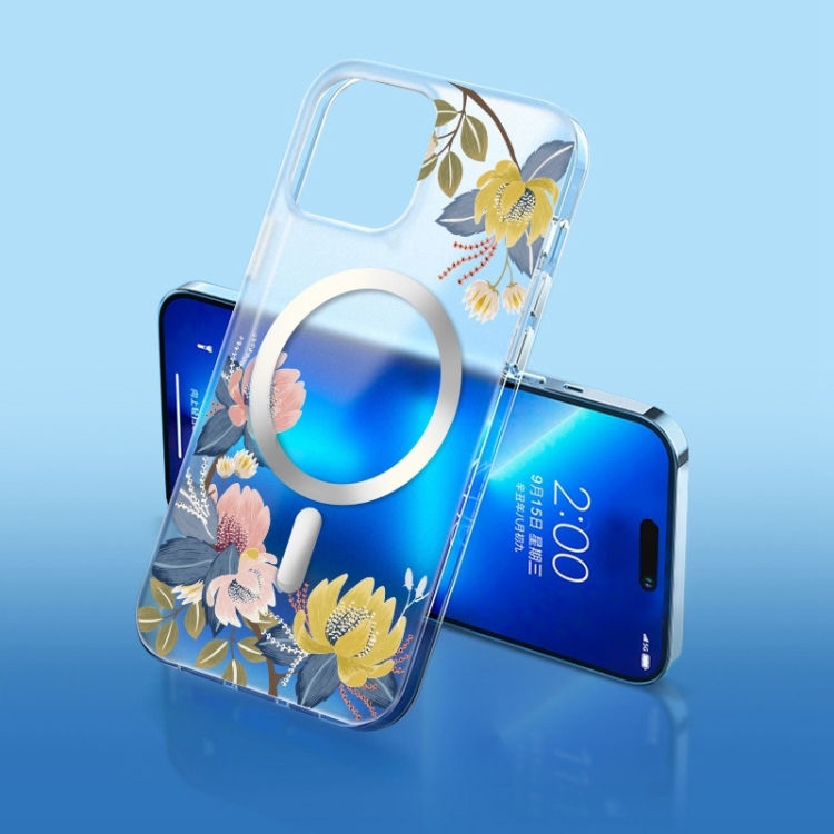 

For iPhone 14 Pro Max Flower Frosted MagSafe Phone Case (Chrysanthemums)
