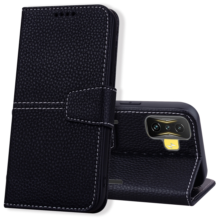 

For Xiaomi Poco F4 GT Litchi RFID Leather Phone Case(Black)