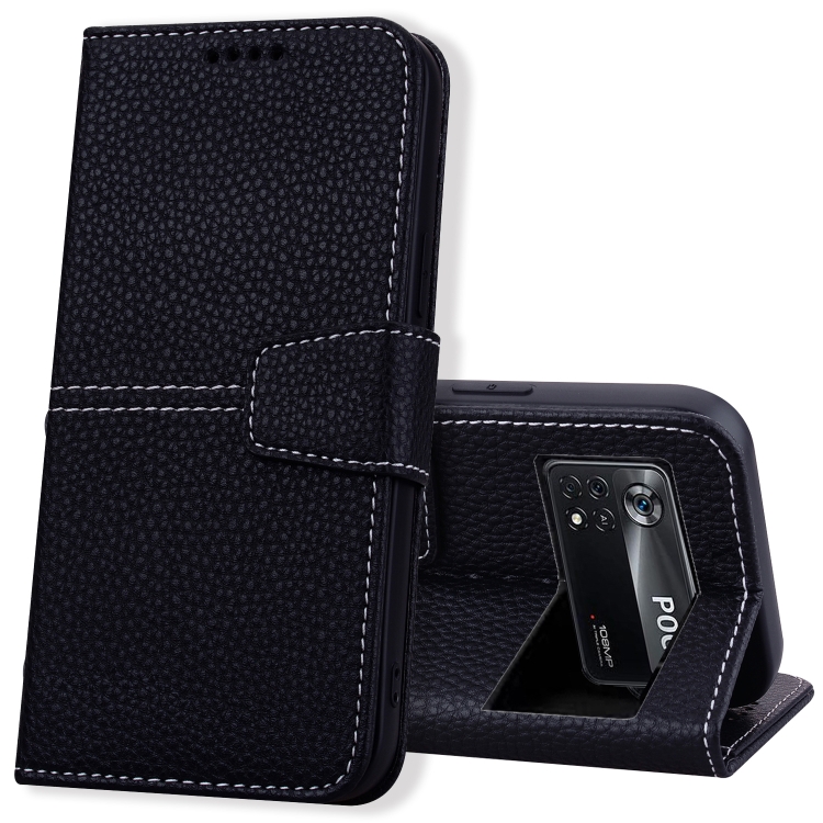 

For Xiaomi Poco X4 Pro 5G Litchi RFID Leather Phone Case(Black)
