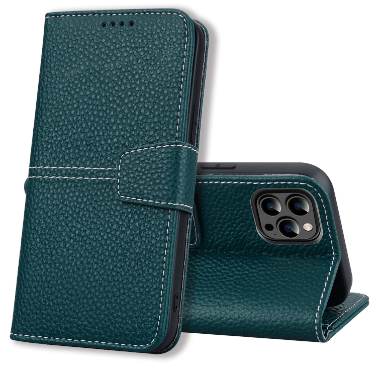 

For iPhone 14 Pro Litchi RFID Leather Phone Case(Green)