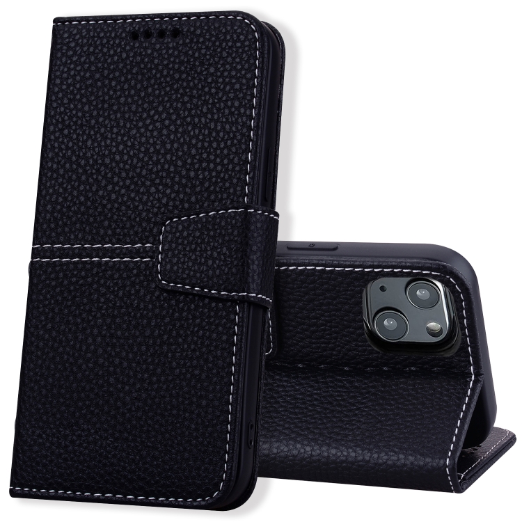 

Litchi RFID Leather Phone Case For iPhone 14(Black)