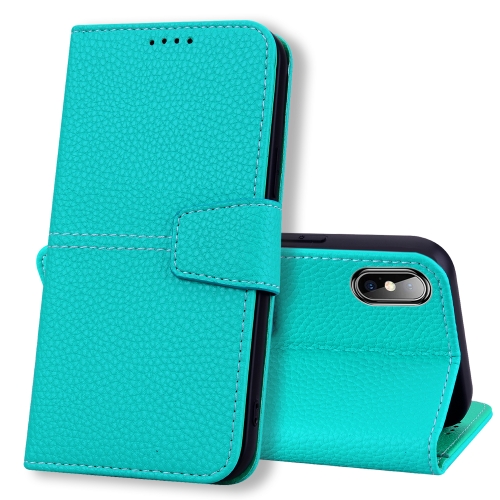 

Litchi RFID Leather Phone Case For iPhone XS Max(Malachite Blue)