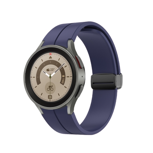 For Samsung Galaxy Watch5 40mm / 44mm / Pro 45mm Folding Buckle Silicone Watch Band(Dark Blue)
