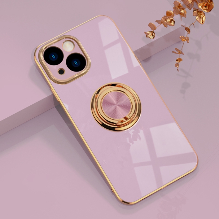 

For iPhone 14 Plus 6D Electroplating Ring Phone Case (Light Purple)