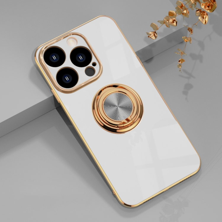 

6D Electroplating Ring Phone Case For iPhone 14 Pro Max(White)