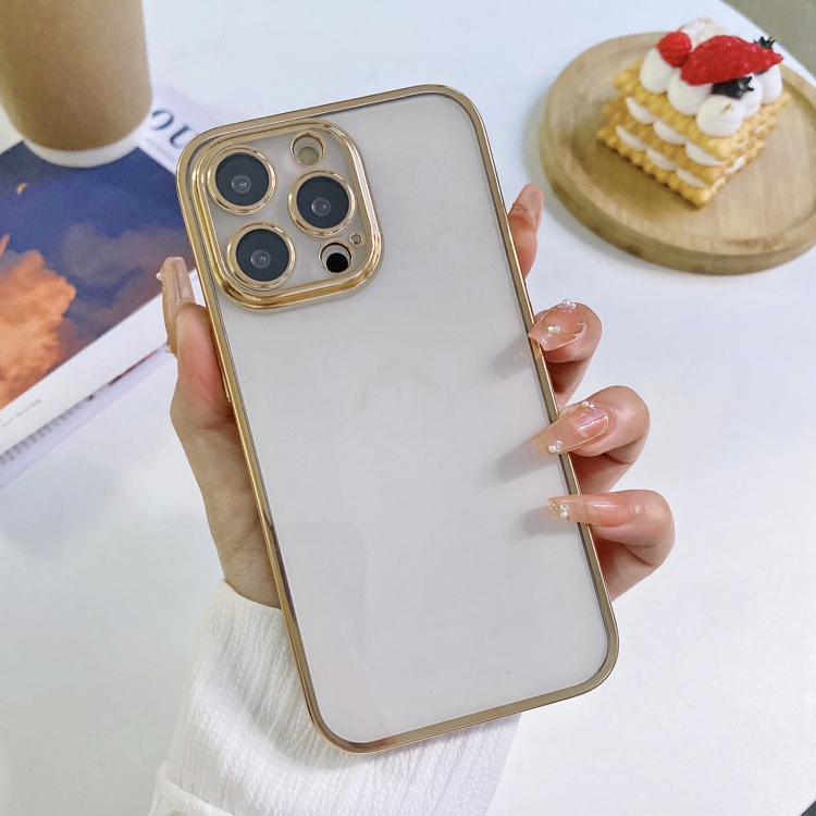 

6D Electroplating TPU Clear Phone Case For iPhone 13(Gold)
