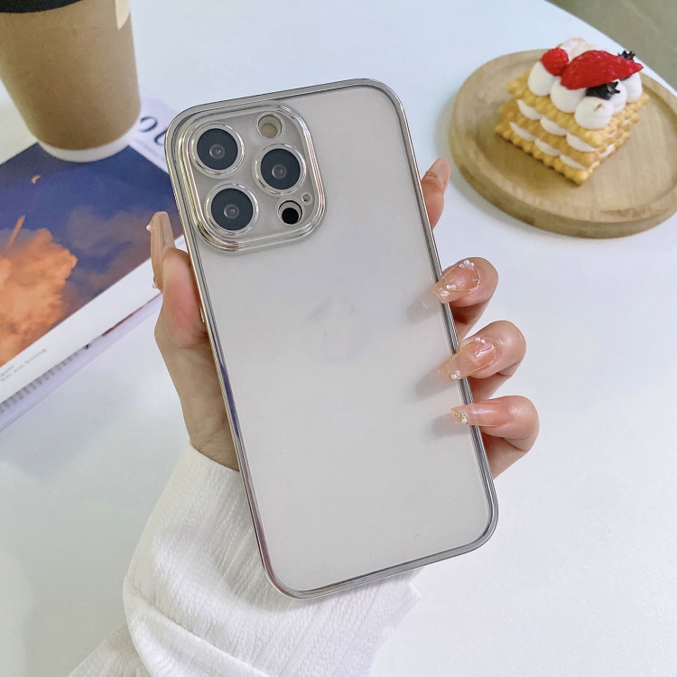 

6D Electroplating TPU Clear Phone Case For iPhone 13 Pro(Silver)