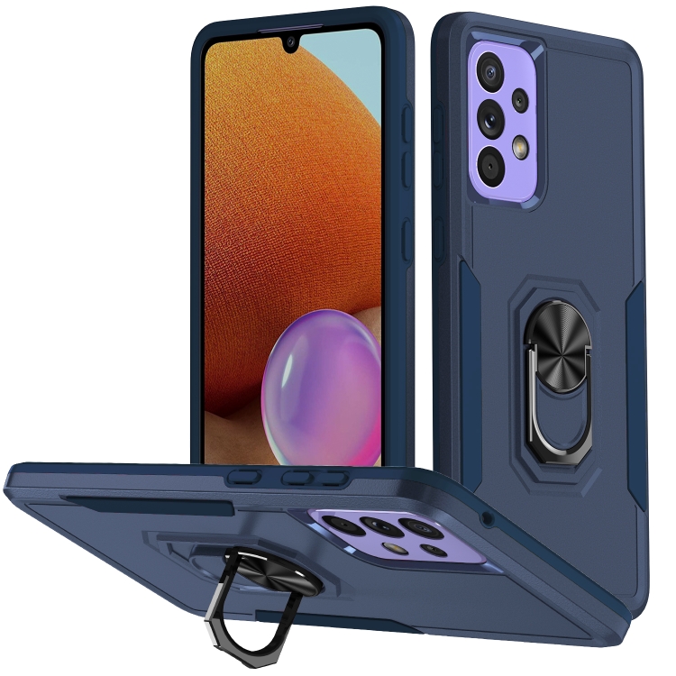 

For Samsung Galaxy A33 5G Pioneer Armor Heavy Duty PC + TPU Phone Case with Holder(Blue)