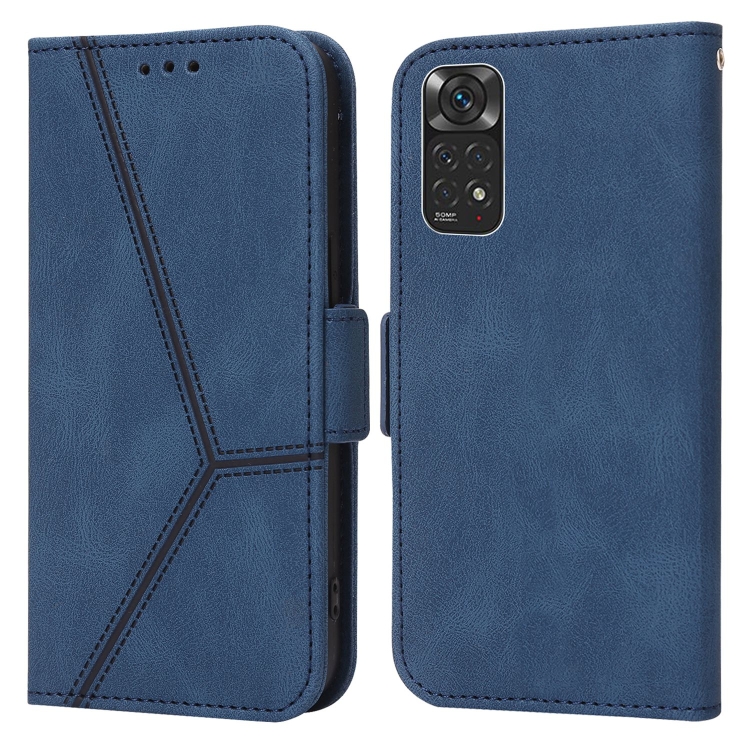 

For Xiaomi Redmi Note 11 4G Embossing Stripe RFID Leather Phone Case(Blue)