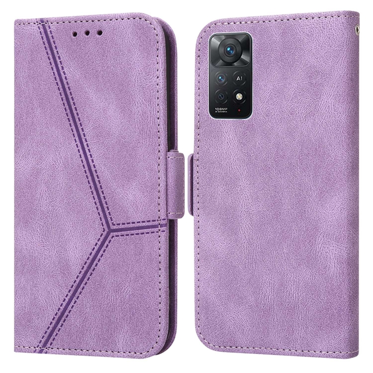 

For Xiaomi Redmi Note 11 Pro Embossing Stripe RFID Leather Phone Case(Purple)