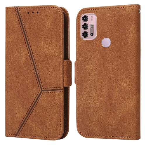 

For Motorola Moto G30 / G10 / G20 Embossing Stripe RFID Leather Phone Case(Brown)